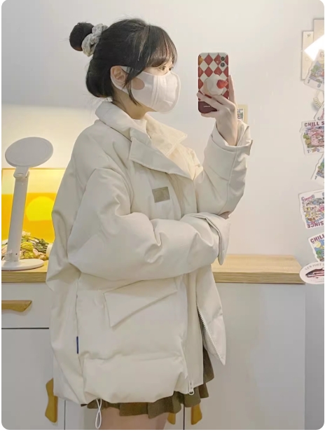 棉衣棉服女2025年新款奶系羽绒棉小众设计感温柔风加厚面包服外套