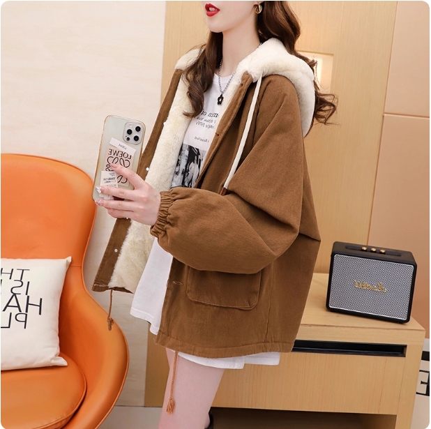 加绒加厚连帽牛仔外套女秋冬季2025新款爆款宽松慵懒风休闲派克服