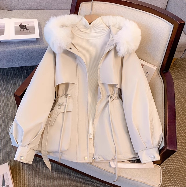 派克服女冬季加绒棉服2025年新款收腰显瘦小个子加厚棉衣棉袄外套